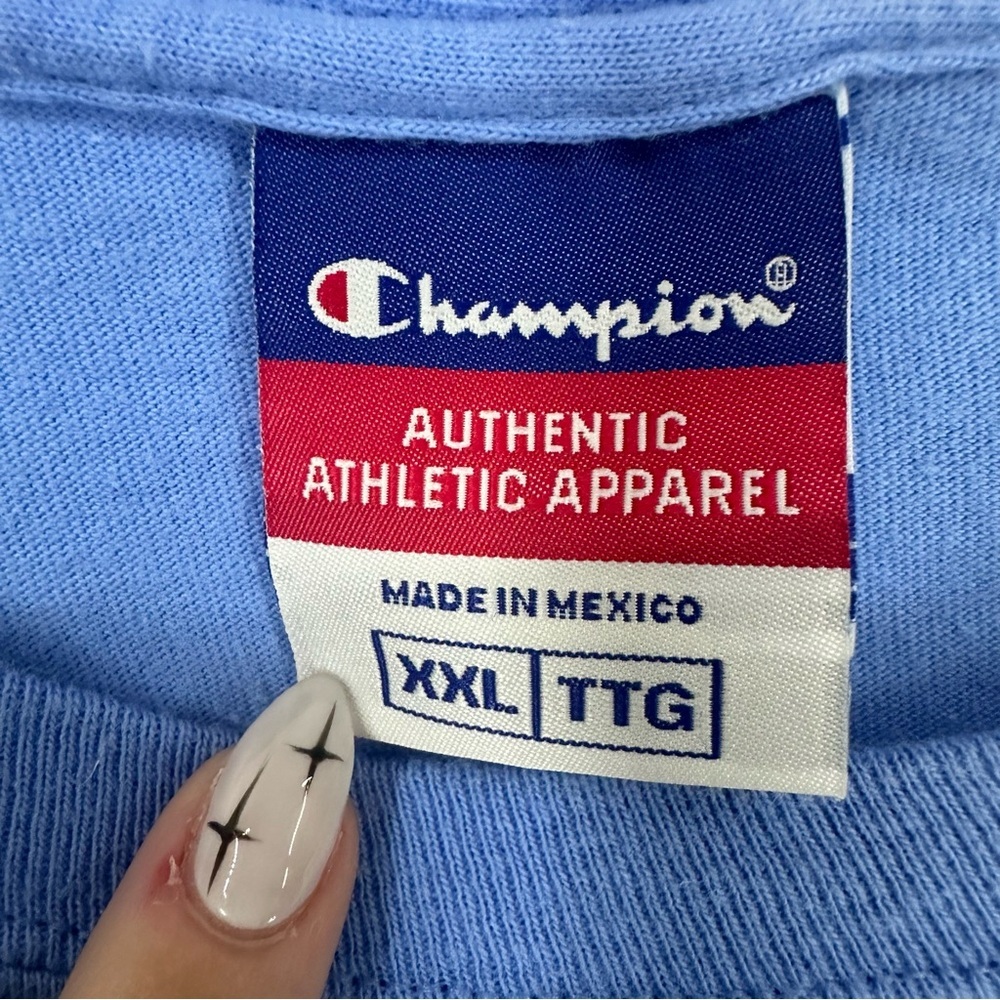 Champion Embroidered Logo Short Sleeve T Shirt Mens XXL Blue - Picture 4 of 10